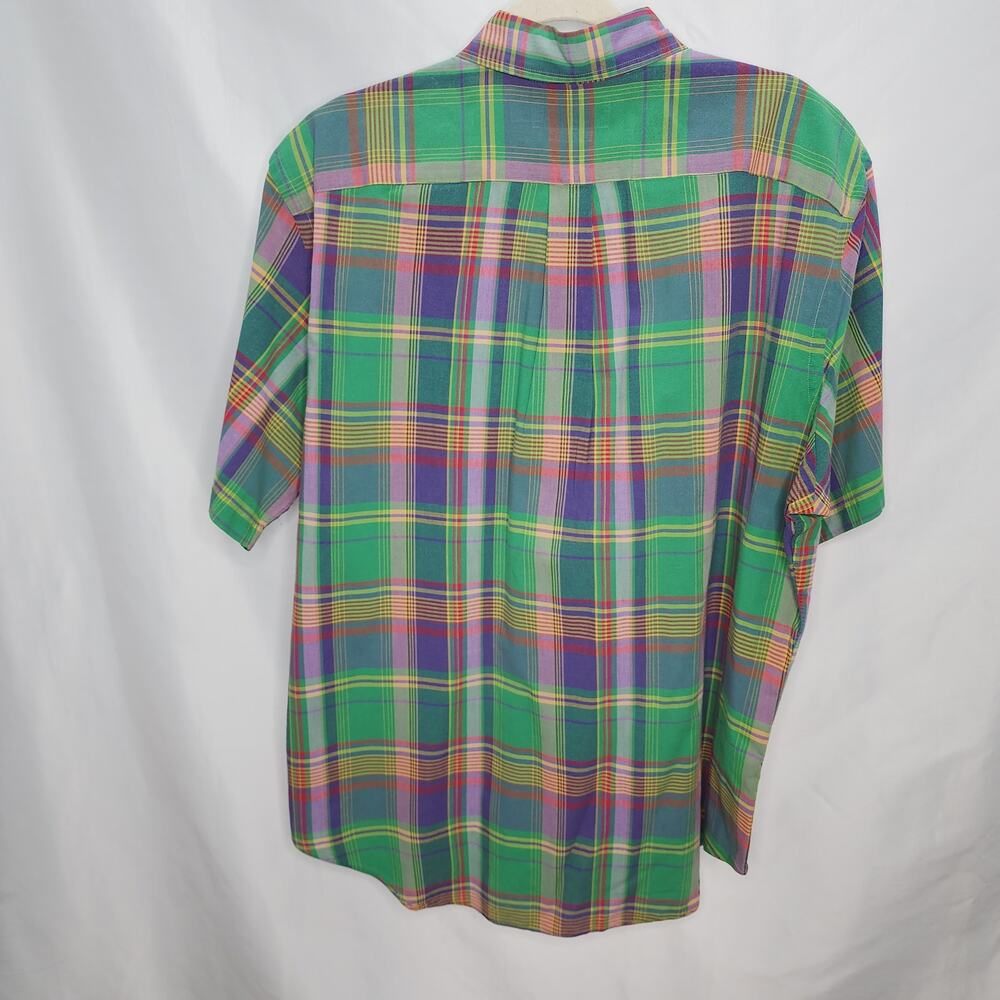 Ralph Lauren Plaid Button Front Down Short Sleeve Shirt Men XL Preppy Vintage 90 - Picture 2 of 12